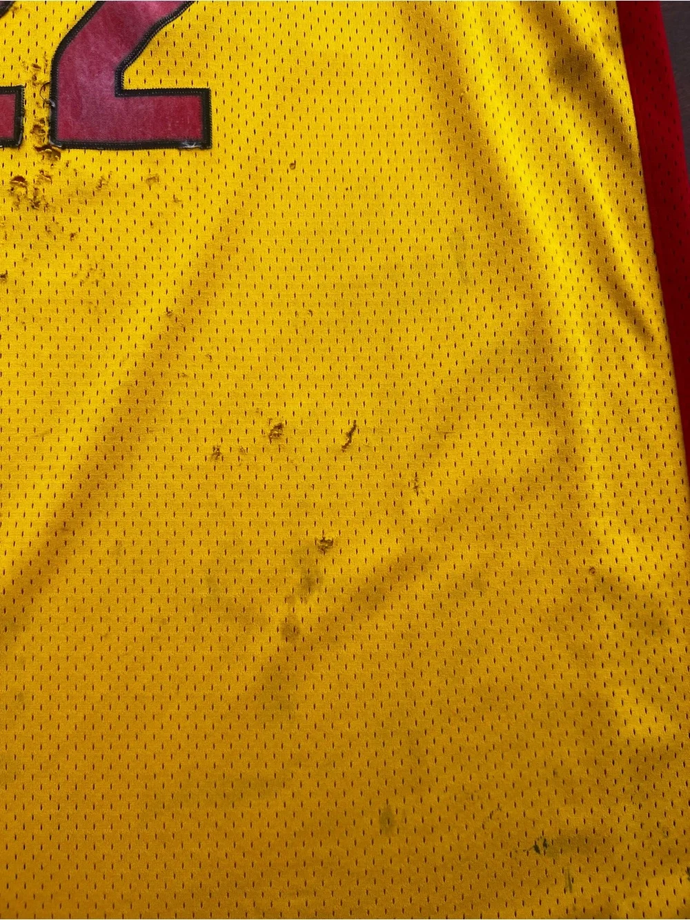Jordan Yellow Oak Hill #22 Basketball Jersey with Red Accents